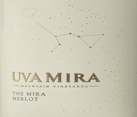 Label 1 of Uva Mira Mountain Vineyards 'The Mira' Merlot