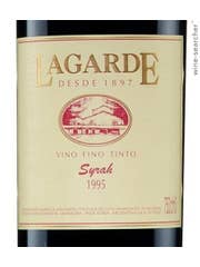 Click to see larger label image Label of 1995 Lagarde Syrah