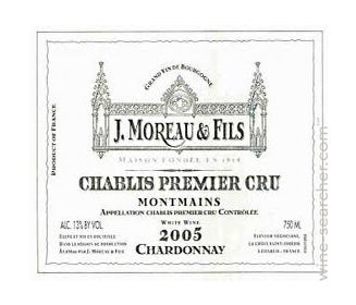 15 J Moreau Fils Montmains Chablis Premier Cru Prices Stores Tasting Notes Market Data