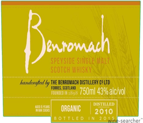 Label 1 of Benromach 'Contrasts' Organic Speyside Single Malt Scotch Whisky