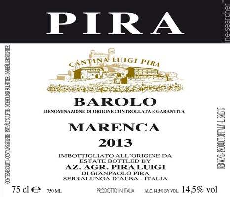 Label 1 of Luigi Pira Marenca