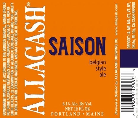 Label 1 of Allagash 'Saison' Belgian Style Ale Beer