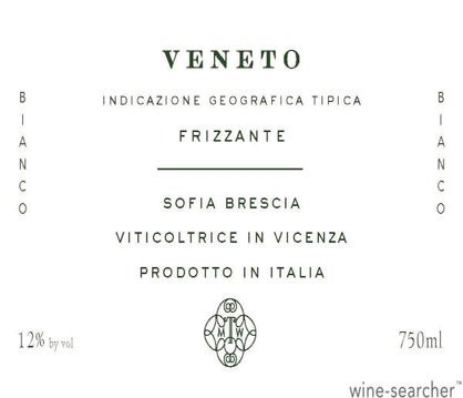 Label 1 of Mary Taylor 'Sofia Brescia' Frizzante Bianco Veneto IGT