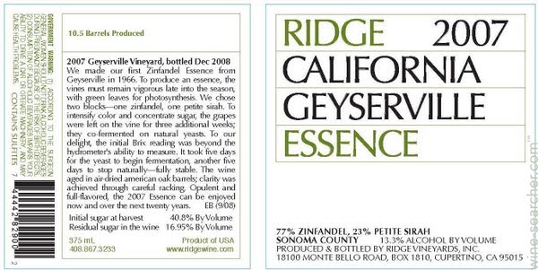 Ridge Vineyards Geyserville, Alexander Valley, USA | prices