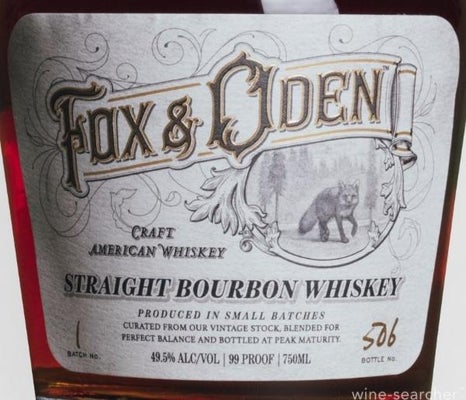 Label 1 of Fox & Oden Straight Bourbon Whiskey