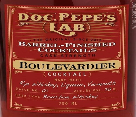 Label 1 of Doc Pepe's Lab Barrel-Finished Boulevardier Cocktail