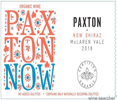 Label 1 of Paxton 'Now' Shiraz