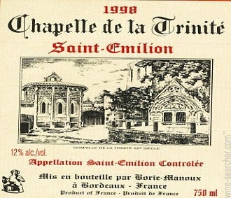 Label 1 of Borie-Manoux Chapelle de la Trinite
