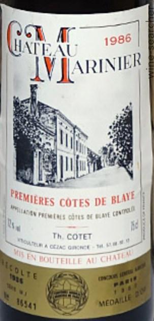 Château Des Pages Cotes de Blaye 1987 1987 Th. Cotet 'Chateau Marinier', Premieres Cotes de Blaye