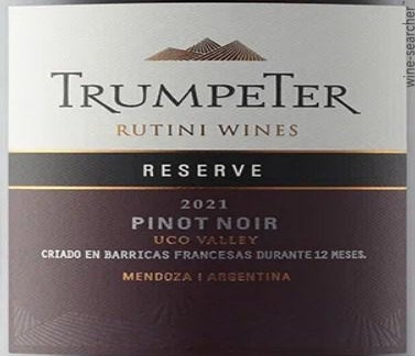 Label 1 of Rutini Trumpeter Reserve Pinot Noir