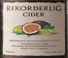 Label 1 of Rekorderlig Premium Passionfruit & Lime Cider