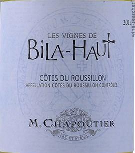 Label 4 of M. Chapoutier Les Vignes de Bila-Haut Cotes du Roussillon Blanc