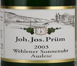 Label 1 of Joh. Jos. Prum Wehlener Sonnenuhr Riesling Auslese Goldkapsel