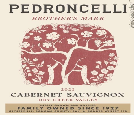 Label 1 of Pedroncelli 'Brother's Mark' Cabernet Sauvignon