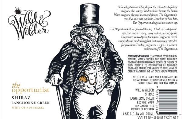 2018 Wild & Wilder 'The Opportunist' Shiraz, Langhorne Creek