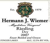 Label 1 of Hermann J. Wiemer Magdalena Vineyard Dry Riesling