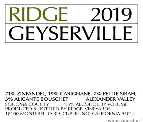 Label 1 of Ridge Vineyards Geyserville