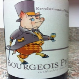 Red wine with a pig on the label