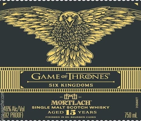 Label 1 of Game of Thrones 'Six Kingdoms' Mortlach 15 Year Old Single Malt Scotch Whisky