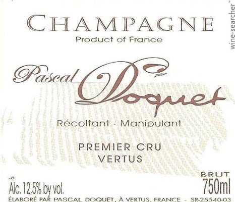 Label 1 of Pascal Doquet Vertus Blanc de Blancs Premier Cru Brut