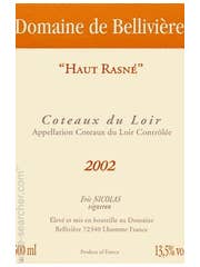 Click to see larger label image Label of Eric Nicolas Domaine de Belliviere Haut-Rasne Coteaux du Loir