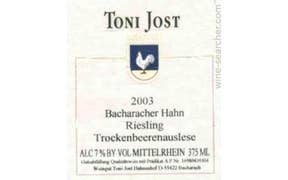 Click to see this product Label of Weingut Toni Jost Hahnenhof Bacharacher Hahn Riesling Trockenbeerenauslese