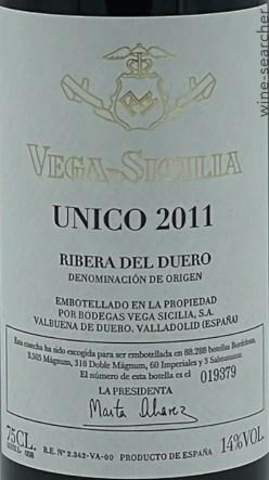 2011 Vega Sicilia Unico Gran Reserva, Ribera del Duero