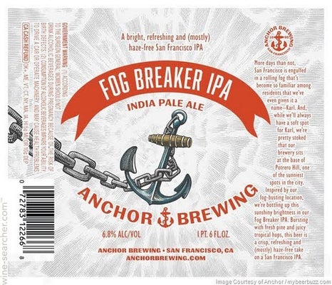 Label 1 of Anchor Brewing Fog Breaker IPA Beer