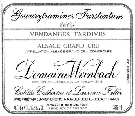 Label 1 of Domaine Weinbach Gewurztraminer Furstentum