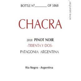2018 Bodega Chacra 'Treinta y Dos 32' Pinot Noir, Rio Negro ...