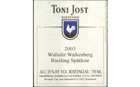 Click to see this product Label of Weingut Toni Jost Hahnenhof Wallufer Walkenberg Riesling Spatlese