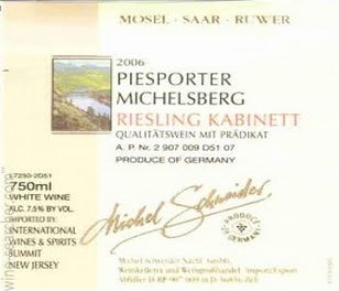 Label 1 of Michel Schneider Piesporter Michelsberg Riesling Kabinett