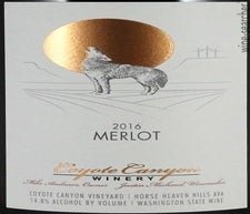 Label 1 of Coyote Canyon Winery Merlot