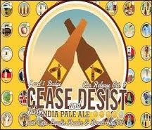 Label 1 of Local Brewing Co. 'Cease & Desist' Hazy IPA Beer