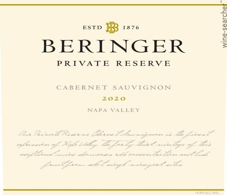 Label 1 of Beringer Vineyards Private Reserve Cabernet Sauvignon