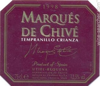 Label 1 of Bodegas Vicente Gandia Marques de Chive' Tempranillo Crianza