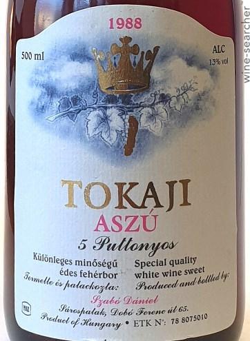 TOKAJI アスー 1988年 6プティニョス Buy Tokaji Aszu 6 Puttonyos 1988 (lot: B2117501-53)