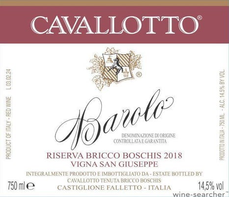 Label 1 of Cavallotto Bricco Boschis Vigna San Giuseppe
