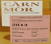 Label 1 of Carn Mor Strictly Limited Longmorn 8 Year Old Single Malt Scotch Whisky