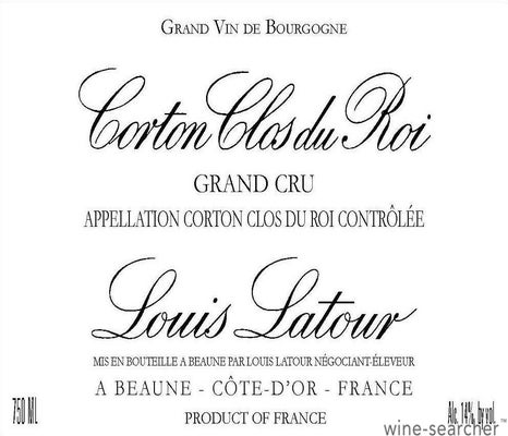 Label 1 of Louis Latour Corton Clos du Roi Grand Cru