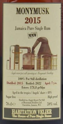 Label 1 of Habitation Velier Monymusk MMW Pure Single Rum