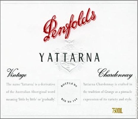 Label 1 of Penfolds Yattarna 'Bin 144' Chardonnay