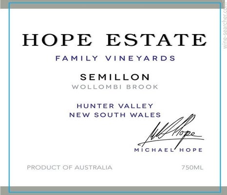 Label 1 of Hope Estate Wollombi Brook Semillon