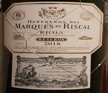 Label 1 of Marques de Riscal Reserva