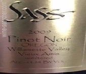 Label 1 of Sass Winery 'Vieux Amis' Pinot Noir