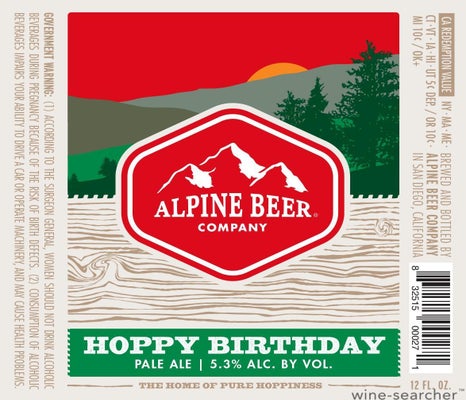Label 1 of Alpine Beer Co. Hoppy Birthday Beer