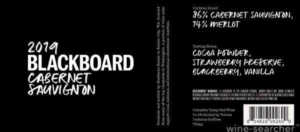 Matthews Winery Blackboard Cabernet Sauvignon, Columbia ...