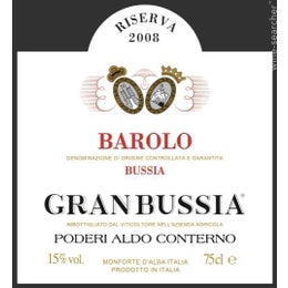 2008 Poderi Aldo Conterno Granbussia, Barolo Riserva DOCG, Italy | prices, stores, product reviews & market trends