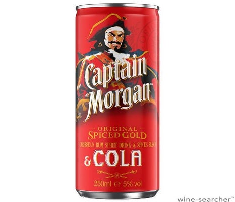 Label 1 of Captain Morgan's Spiced Caribbean Gold Rum Spirit Drink & Cola Cocktail