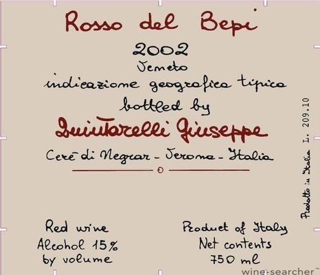 Label 7 of Giuseppe Quintarelli Rosso del Bepi Veneto IGT